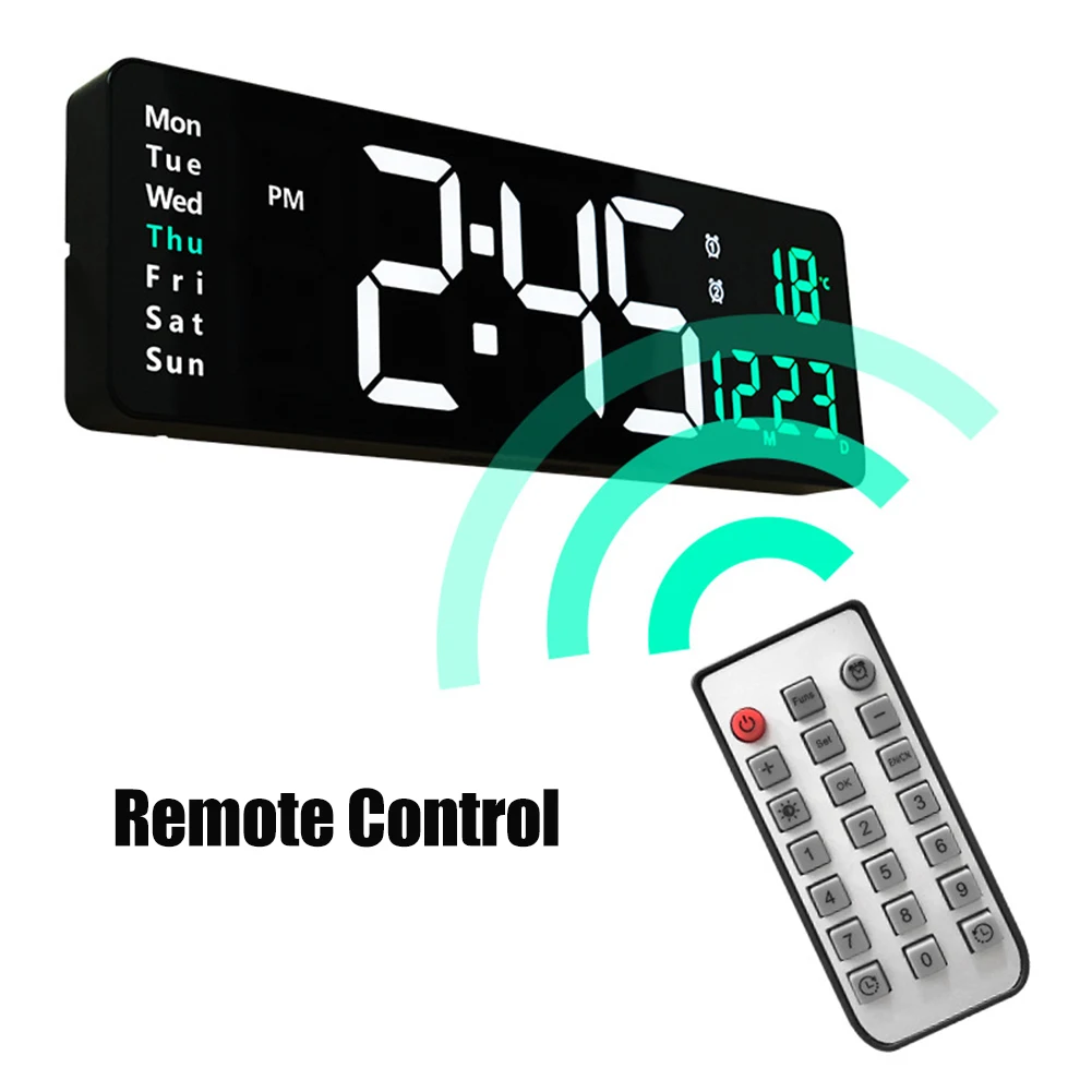 LED Clocks Large Digital Wall Clock Remote Control Temp Date Week Display Power Off Memory Table Clock Wall-mounted Dual Alarms
LED Clocks Large Digital Wall Clock Remote Control Temp Date Week Display Power Off Memory Table Clock Wall-mounted Dual Alarms