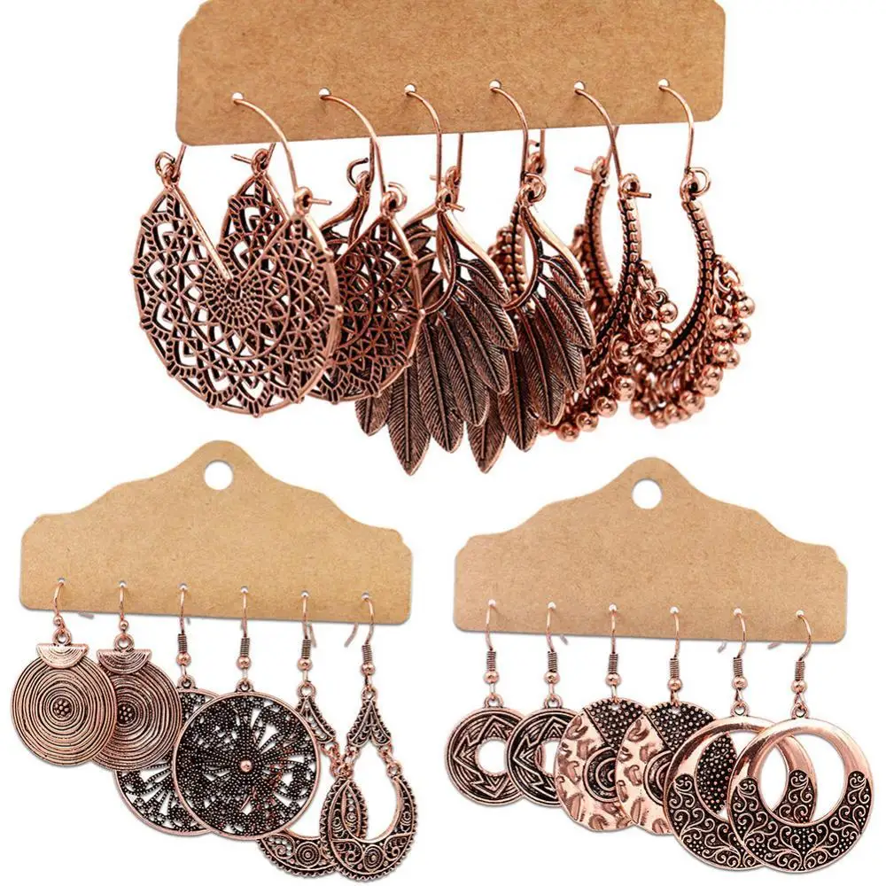 Earrings for Girl Long earings pendientes kolczyk 3Pairs Boho Gypsy Women Feather Round Hollow Dangle Hook Earring Party Jewelry
Earrings for Girl Long earings pendientes kolczyk 3Pairs Boho Gypsy Women Feather Round Hollow Dangle Hook Earring Party Jewelry
