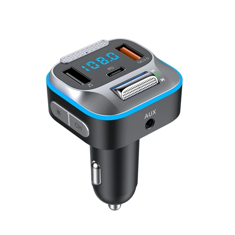 Автомобильный FM-передатчик Bluetooth 5,0 с усилением басов HD микрофон 30 Вт PD + QC3.0 Aux музыка 7 цветов кольцевой свет
Автомобильный FM-передатчик Bluetooth 5,0 с усилением басов HD микрофон 30 Вт PD + QC3.0 Aux музыка 7 цветов кольцевой свет