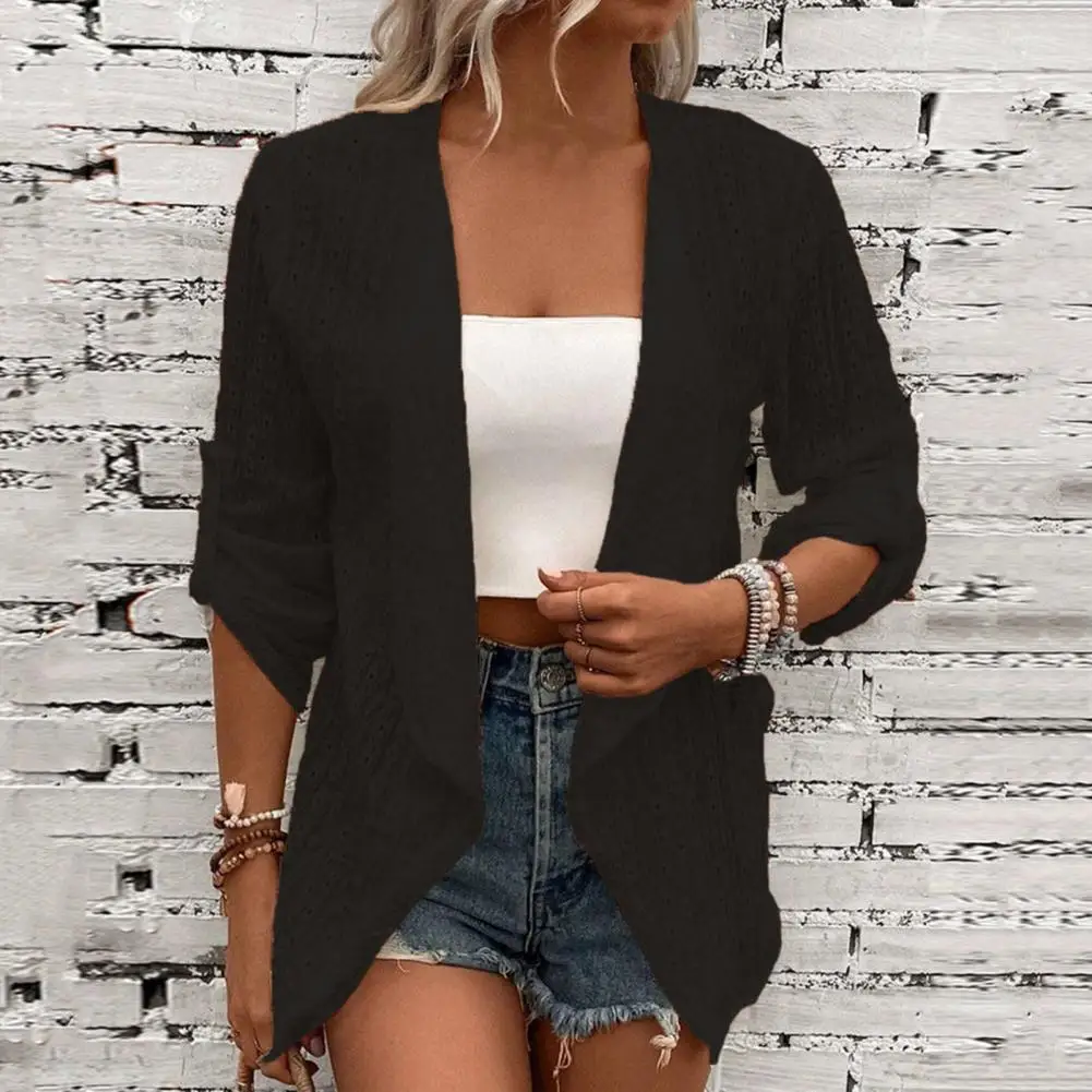 Cardigan Jacket Chic Autumn Women's Open Front Cardigan Slim Fit 3/4 Sleeve Solid Color A Stylish Streetwear Outwear with Hollow
Cardigan Jacket Chic Autumn Women's Open Front Cardigan Slim Fit 3/4 Sleeve Solid Color A Stylish Streetwear Outwear with Hollow
