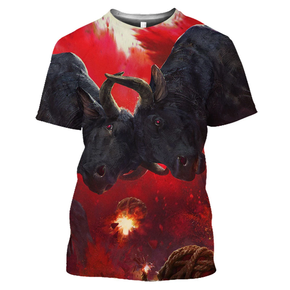 Men's 3D printing T-shirt, round neck casual short-sleeved shirt, Spanish series bull loose casual top
Men's 3D printing T-shirt, round neck casual short-sleeved shirt, Spanish series bull loose casual top