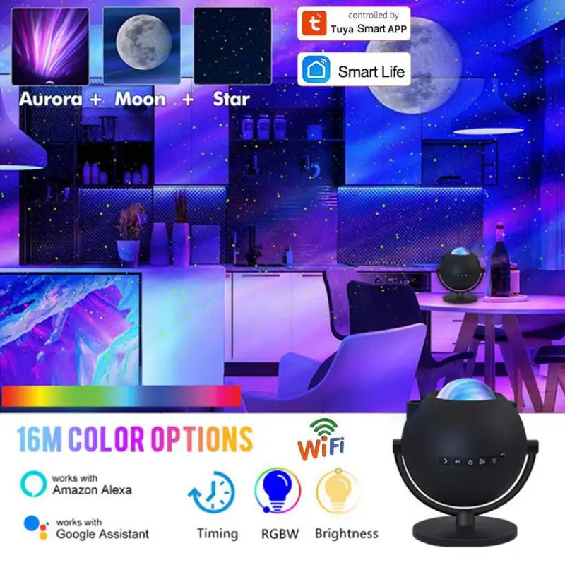 Tuya WiFi Smart LED Night Light Aurora Galaxy Projector Room Decor Rotate Starry Sky Projection Lamp USB Music Player Gifts
Tuya WiFi Smart LED Night Light Aurora Galaxy Projector Room Decor Rotate Starry Sky Projection Lamp USB Music Player Gifts