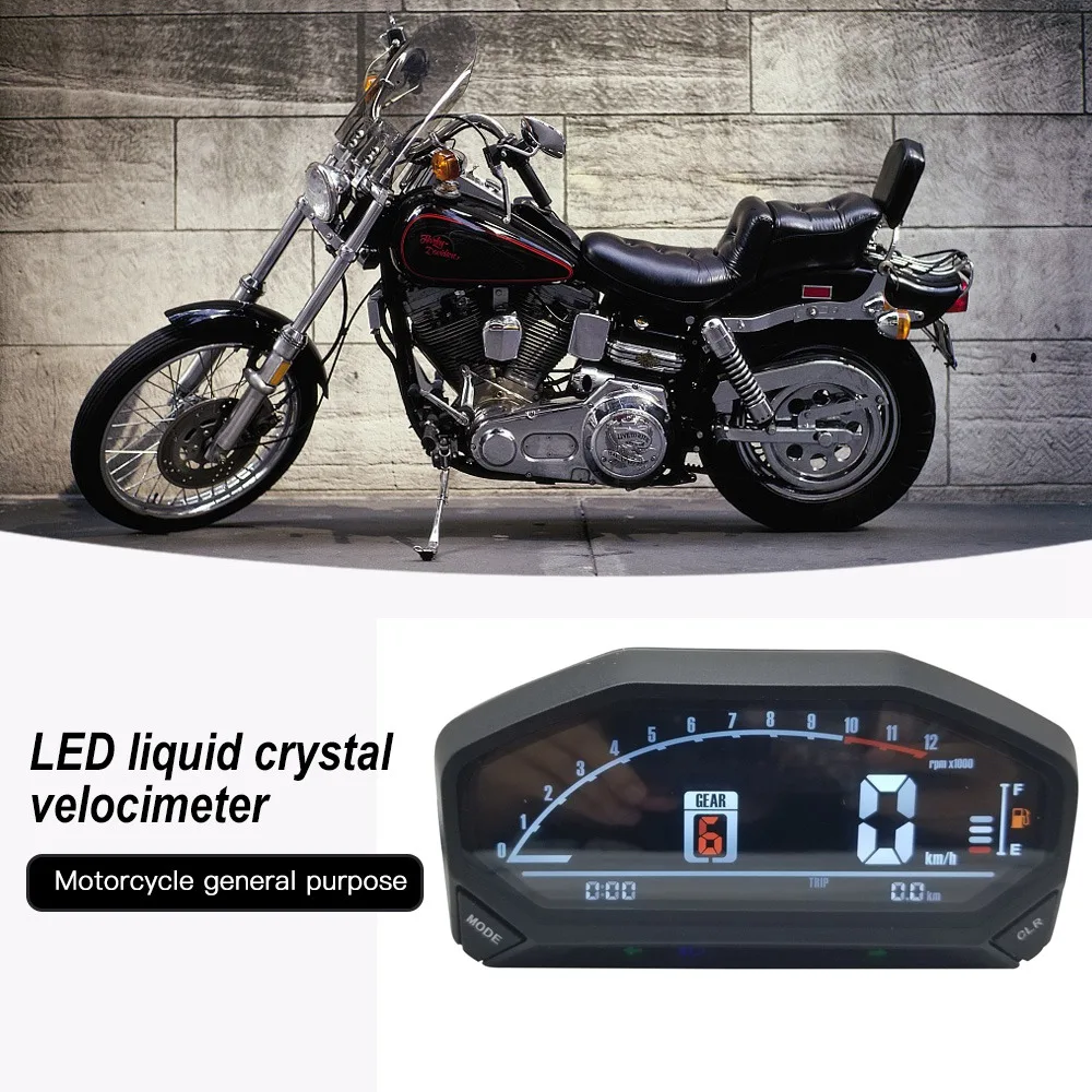 

YG150-23 Universal Motorcycle LED LCD Speedometer Digital Odometer Tachometer for 1,2,4 Cylinders Adjut