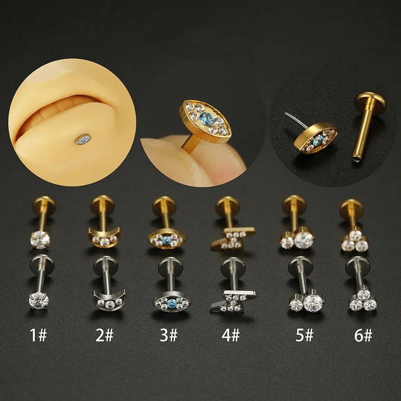 16G Stainless Steel Piercing Push Pin Lip Studs Geometric Zircon Labret Lip Ear Cartilage Conch Tragus Body Jewelry For Women
16G Stainless Steel Piercing Push Pin Lip Studs Geometric Zircon Labret Lip Ear Cartilage Conch Tragus Body Jewelry For Women