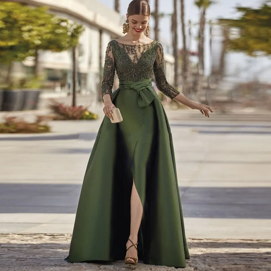 A-line Olive Silt Evening Dresses 2023 Scoop Lace Appliques Satin Pleat Long Formal Prom Gowns Robe De Soiree Vestidos Fieast
A-line Olive Silt Evening Dresses 2023 Scoop Lace Appliques Satin Pleat Long Formal Prom Gowns Robe De Soiree Vestidos Fieast