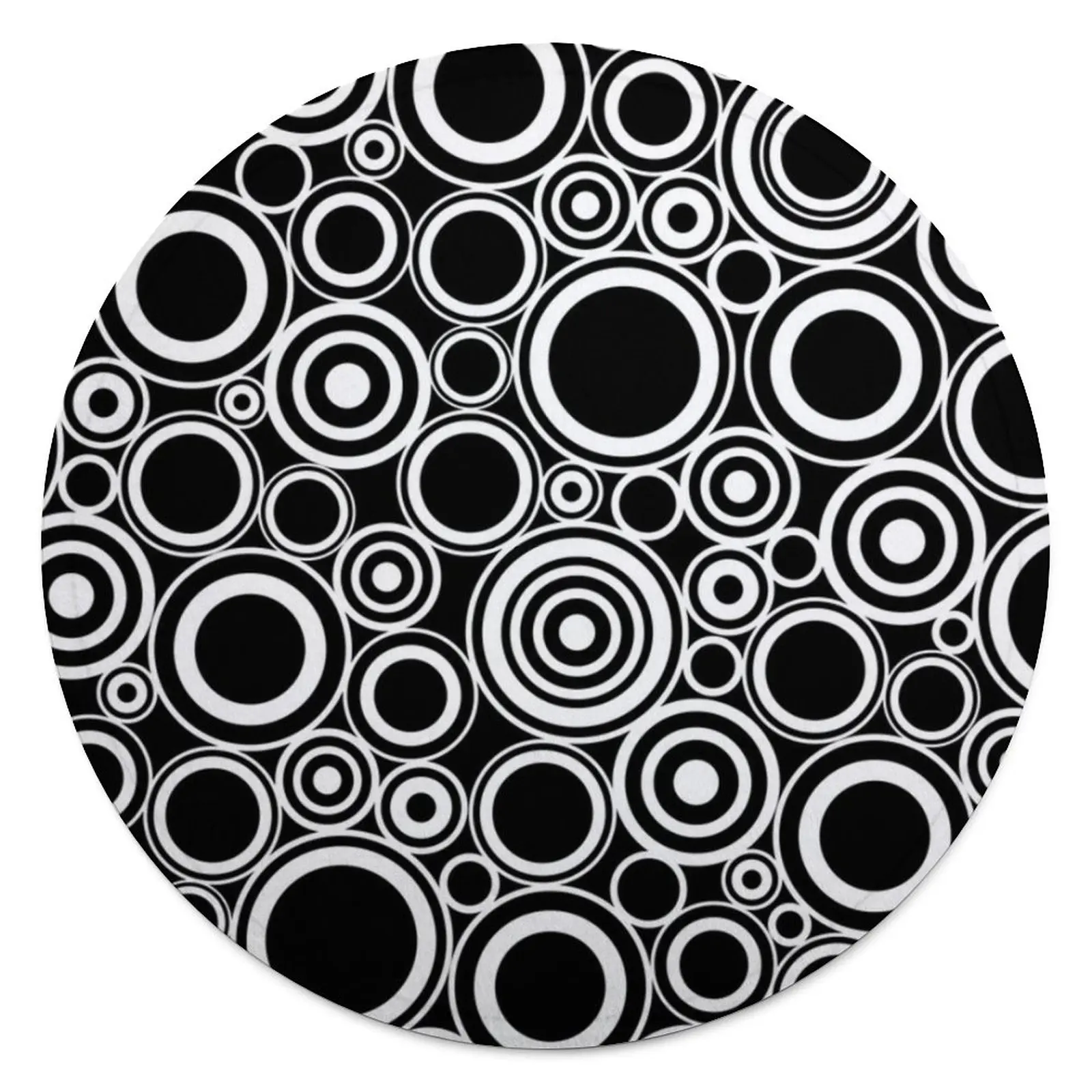 

Черно-белое круглое одеяло с геометрическим рисунком в стиле ретро, супермягкое круглое одеяло для медитации, модное декоративное флисовое покрывало