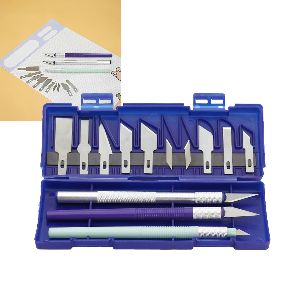 13PCS Precision Cutter Set Exacto Hand Tool Set Paper Cut Carving Knife Tools Kit Cutter Blade DIY Repair Box Crafts Art Cutting
13PCS Precision Cutter Set Exacto Hand Tool Set Paper Cut Carving Knife Tools Kit Cutter Blade DIY Repair Box Crafts Art Cutting