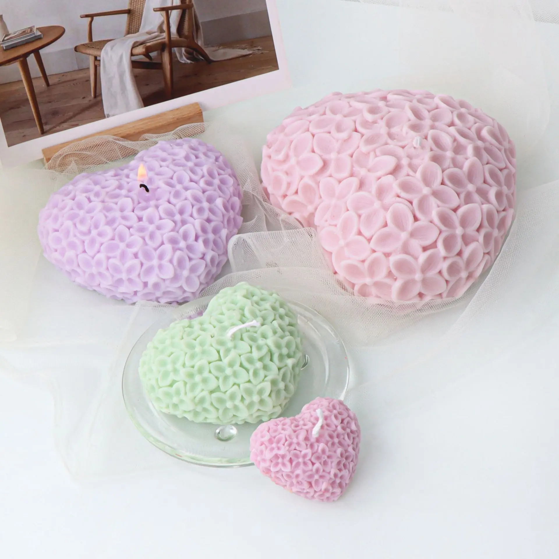 3D Flower Love Candle Silicone Mold for Handmade Chocolate Decoration Gypsum Aromatherapy Soap Resin Candle Silicone Mould
3D Flower Love Candle Silicone Mold for Handmade Chocolate Decoration Gypsum Aromatherapy Soap Resin Candle Silicone Mould