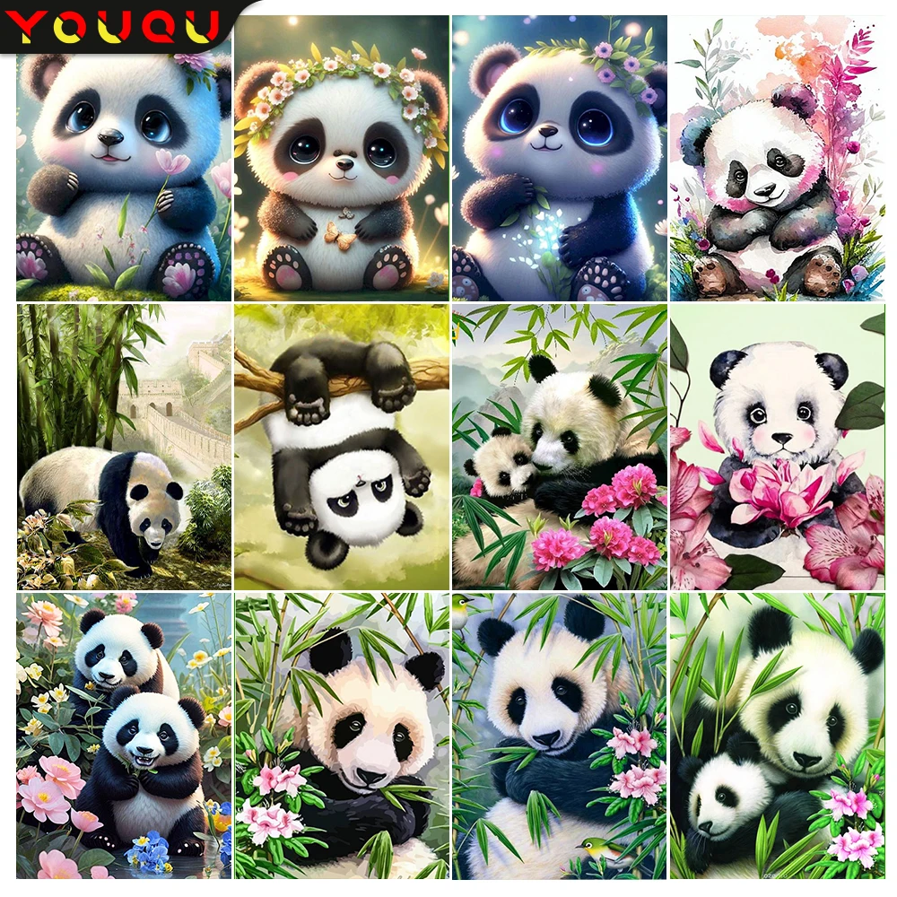 

YOUQU Diamond Painting Animal 5D Mosaic Picture DIY "Panda” Diamond Embroidery Cross Stitch Kit Cute Home Decoration Gift