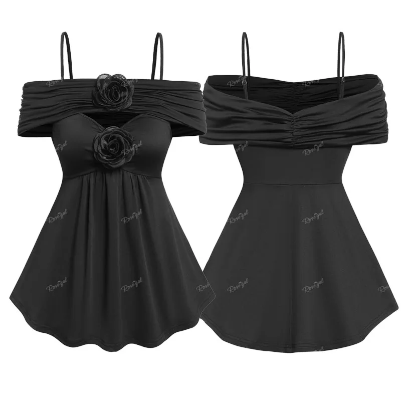 ROSEGAL Plus Size Black Ruched Flowers Cold Shoulder Top Gothic Tees Female Casual Streetwear T-shirts For Women
ROSEGAL Plus Size Black Ruched Flowers Cold Shoulder Top Gothic Tees Female Casual Streetwear T-shirts For Women