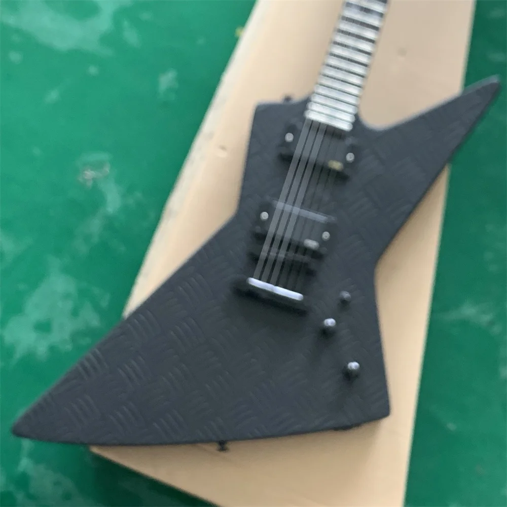 

In stock Shaped full-body electric guitar full-body matte black deer head fingerboard inlaid with EMG pickup guitars guitarra