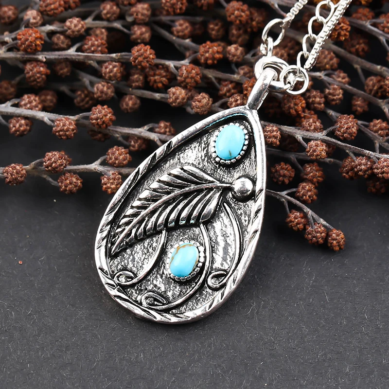 Vintage Leaf Turquoises Stone Pendant Necklaces for Couple Bohemia Jewelry Water Drop Feather Women's Necklace Unisex Jewelry
Vintage Leaf Turquoises Stone Pendant Necklaces for Couple Bohemia Jewelry Water Drop Feather Women's Necklace Unisex Jewelry