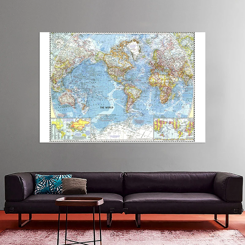 1960 World Atlases Map Frameless Painting World Map Wall Sticker 150*100cm Posters and Print for School Office Home Supplies
1960 World Atlases Map Frameless Painting World Map Wall Sticker 150*100cm Posters and Print for School Office Home Supplies