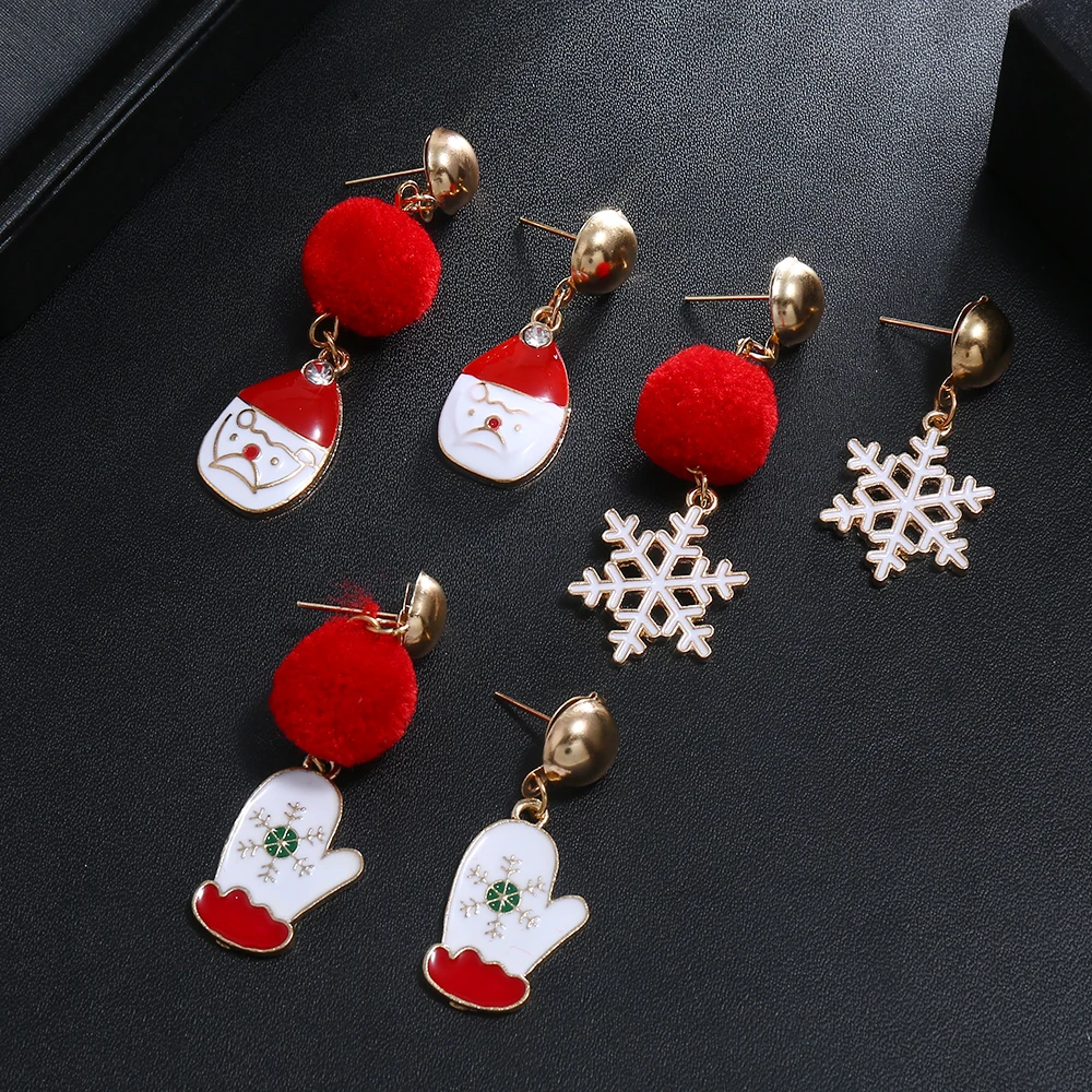 Christmas Plush Ball Series Earrings Snowflake Gloves Earrings Jewelry Accessories Ladies New Year Party Gifts for Friends
Christmas Plush Ball Series Earrings Snowflake Gloves Earrings Jewelry Accessories Ladies New Year Party Gifts for Friends