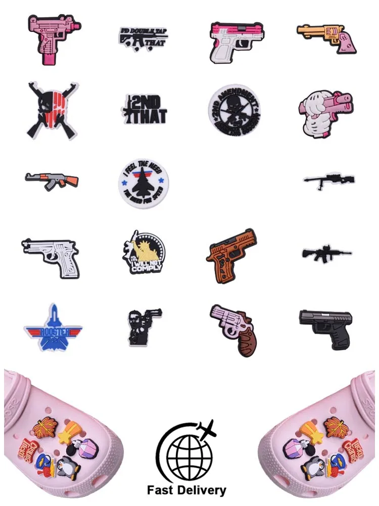 1Pcs PVC Gun for Crocs Charms DIY Badge Women Sandals Buckle Kids Pins Decoration Jeans Shoe Accessories X-mas Gift Dropshipping
1Pcs PVC Gun for Crocs Charms DIY Badge Women Sandals Buckle Kids Pins Decoration Jeans Shoe Accessories X-mas Gift Dropshipping