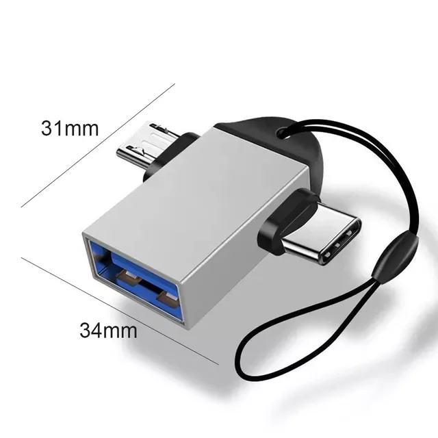 in 1 OTG Adapter USB 3.0 Female To Micro USB Male and USB C Male Connector PD Fast Charging Plug Power Adapter Connector
in 1 OTG Adapter USB 3.0 Female To Micro USB Male and USB C Male Connector PD Fast Charging Plug Power Adapter Connector