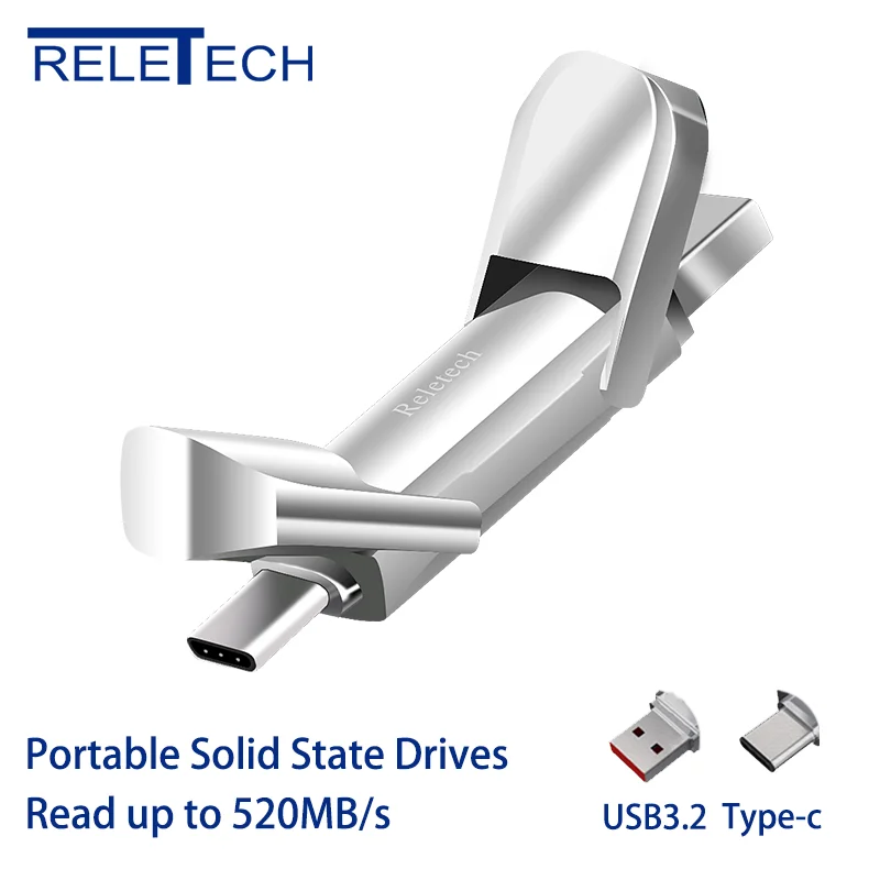 Портативный твердотельный накопитель Reletech Elite 7 высокая чтение 520MBs USB3 Type- C