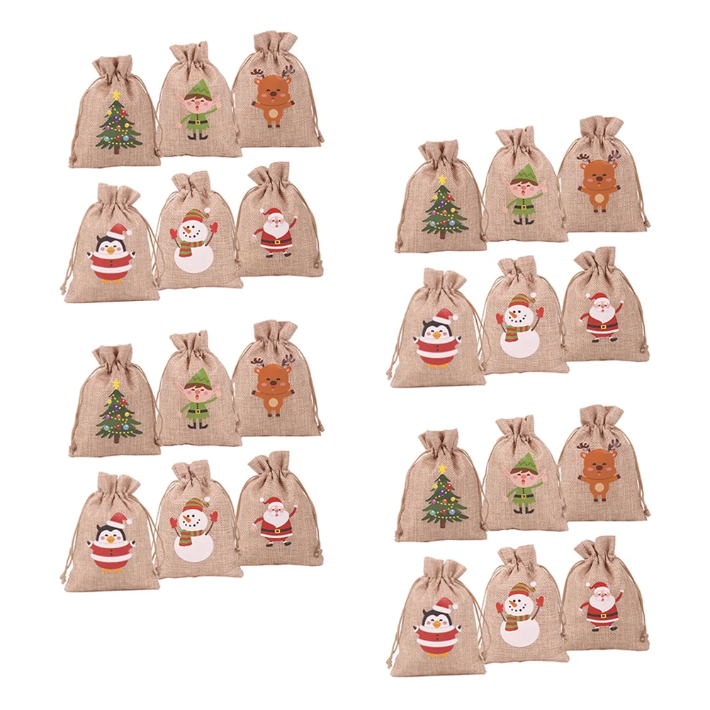 

24Pcs 24 Days Christmas Xmas Countdown Advent Calendar Burlap Gift Bag Ornament