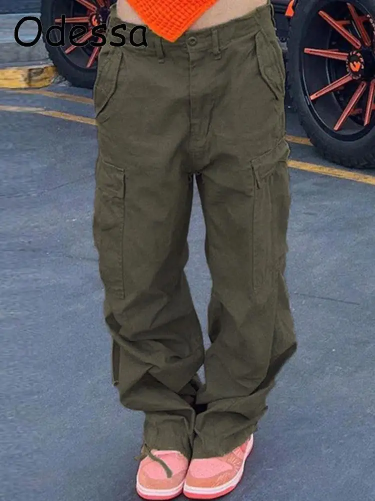 Odessa 90S Vintage Low Waist Cargo Pants Women Streetwear Straight Y2K Denim Trousers Pockets Loose Wide Leg Overalls Oversized
Odessa 90S Vintage Low Waist Cargo Pants Women Streetwear Straight Y2K Denim Trousers Pockets Loose Wide Leg Overalls Oversized