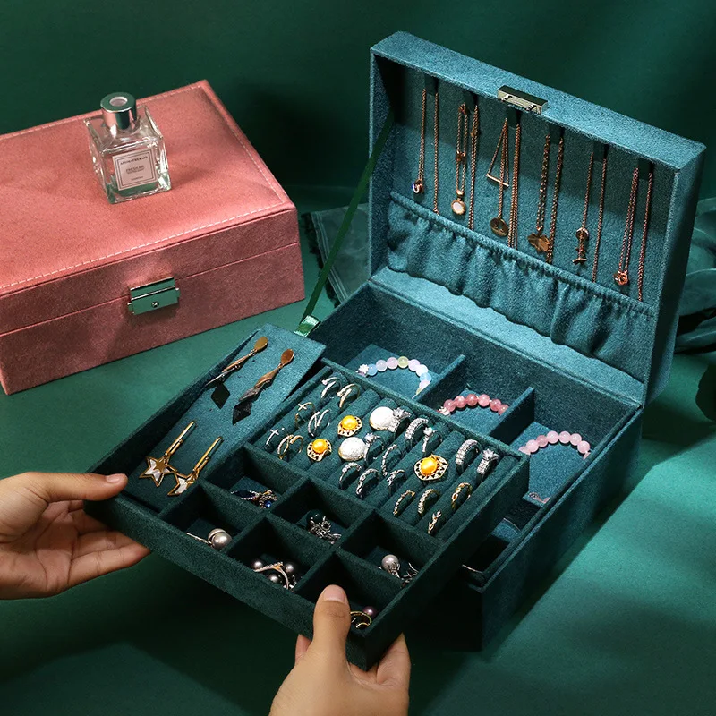Korean Style Flannel Double Jewelry Box Korean Jewelry Box with Lock Jewelry Storage Box Ring Box Simple Earring Box Gift Box
Korean Style Flannel Double Jewelry Box Korean Jewelry Box with Lock Jewelry Storage Box Ring Box Simple Earring Box Gift Box