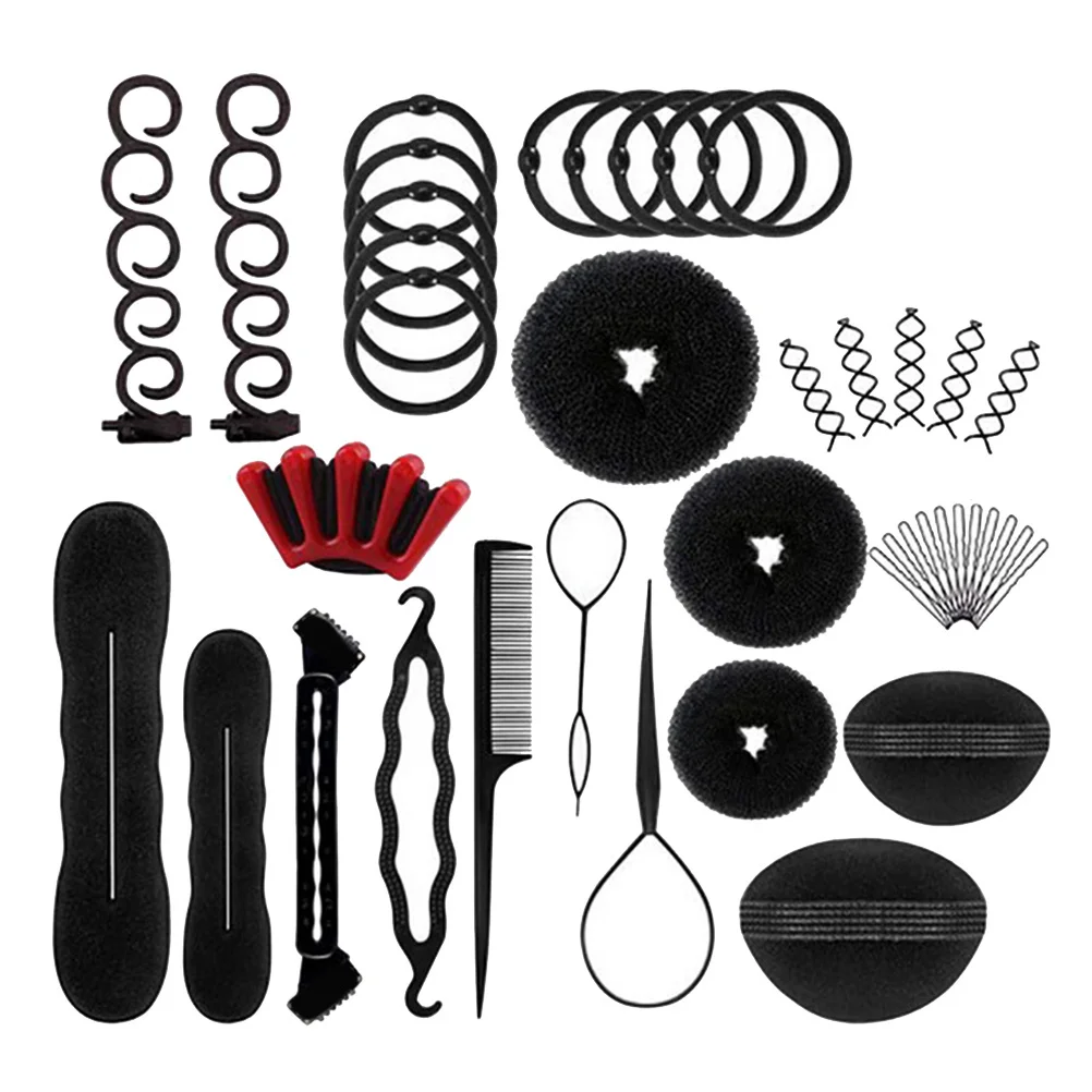 13Pcs Hair Styling Set Hair Bun Shaper Bun Donut Ponytail Tail Hair Tool Bobby Comb Hair Ties Accessories Black
13Pcs Hair Styling Set Hair Bun Shaper Bun Donut Ponytail Tail Hair Tool Bobby Comb Hair Ties Accessories Black