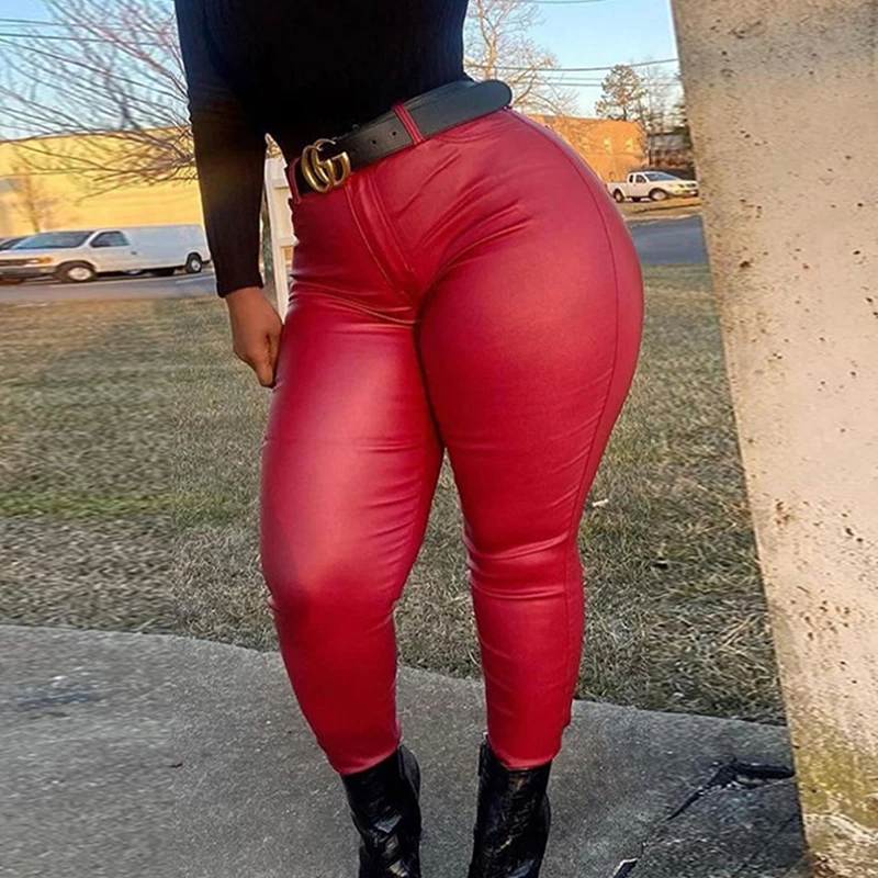Faux PU Leather Fall Skinny Red Pencil Pants for Women High Waist Black Legging Trousers Female Sexy Nightclub Clohes Wholesale
Faux PU Leather Fall Skinny Red Pencil Pants for Women High Waist Black Legging Trousers Female Sexy Nightclub Clohes Wholesale