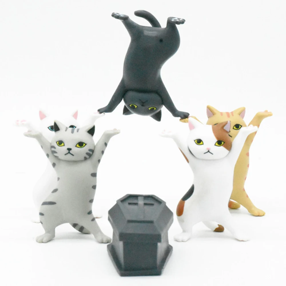 

ZK30 1 Pcs Net celebrity 5 cats +1 carrying coffin team doll stationery rack mold decoration car cake decoration