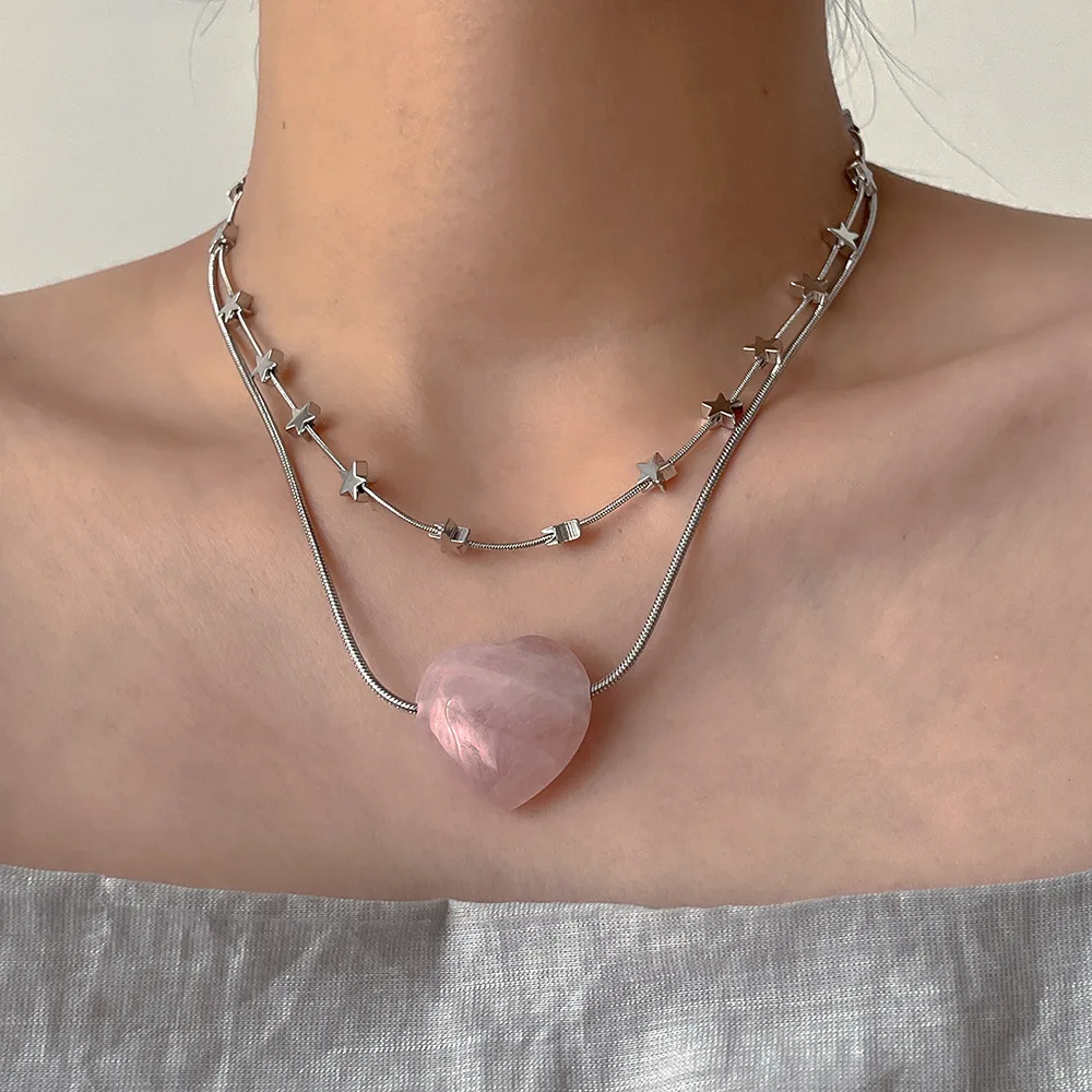 Trend Girls Necklace Pink Crystal Big Heart Pendant Titanium Steel Snake Bone Chain Necklaces
Trend Girls Necklace Pink Crystal Big Heart Pendant Titanium Steel Snake Bone Chain Necklaces