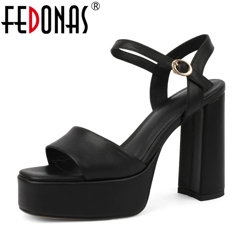FEDONAS Women Top Quality Genuine Leather Sandals High Platform Thick High Heeled Pumps Summer Fashion Party Wedding Shoes Woman
FEDONAS Women Top Quality Genuine Leather Sandals High Platform Thick High Heeled Pumps Summer Fashion Party Wedding Shoes Woman