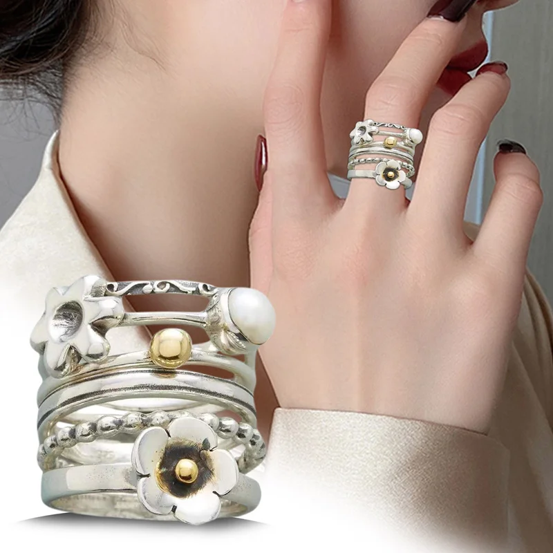 5PC Women's Retro Style Irregular Antique Silver Ring Collection Commemorative Antique Ring Jewelry anillo de mujer
5PC Women's Retro Style Irregular Antique Silver Ring Collection Commemorative Antique Ring Jewelry anillo de mujer