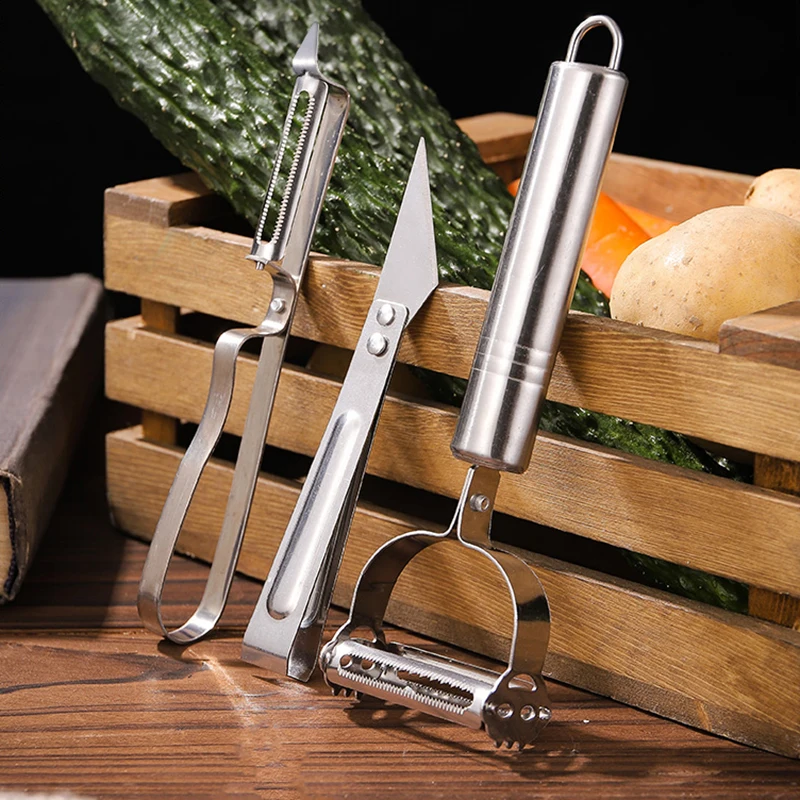 

3pcs/set Multi-Function Stainless Steel Potato Cucumber Carrot Grater Julienne Vegetables Fruit Peeler Two-In-One Slicer Tweezer