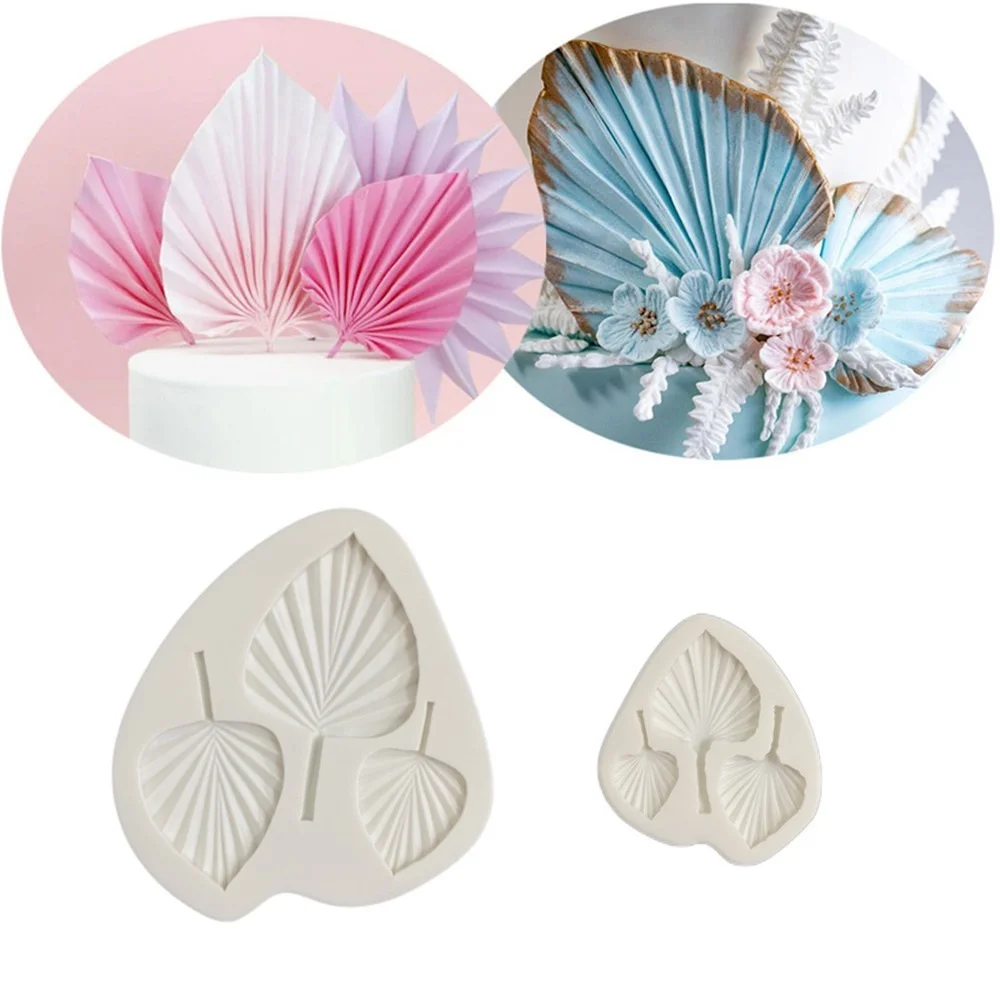 

Silicone Palm Leaf Sugarcraft Mold Resin Tools Cupcake Chocolate Candy Baking Mould Fondant Cake Decorating Tool Fan Shaped Tool
