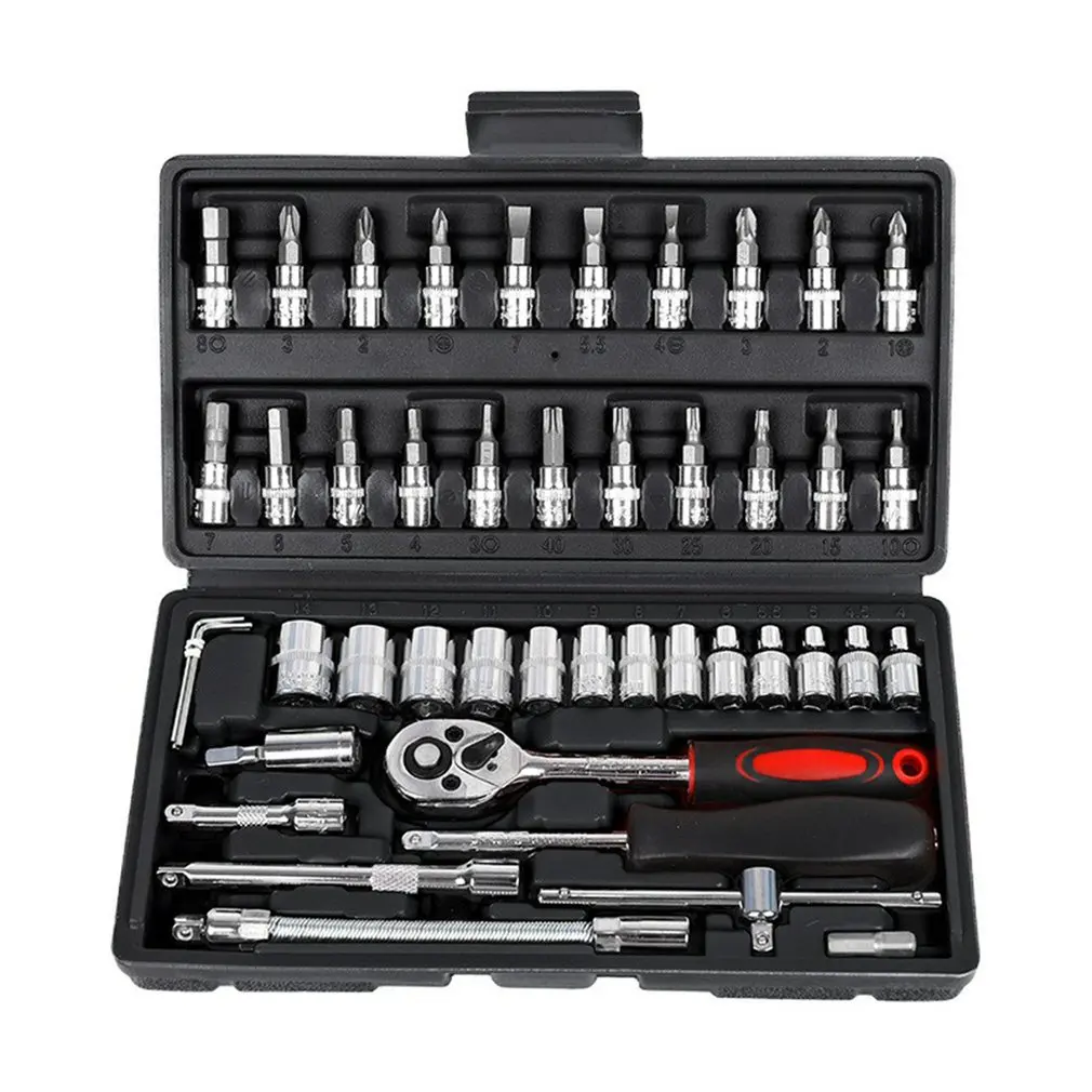 46-piece Socket Wrench Set Motorcycle Car Repair Tool Repair Ratchet Screwdriver Combination Household DIY Mechanical Tool Box
46-piece Socket Wrench Set Motorcycle Car Repair Tool Repair Ratchet Screwdriver Combination Household DIY Mechanical Tool Box