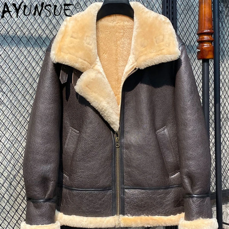 AYUNSUE 100% Genuine Leather Jacket Men Nature Sheepskin Real Wool Fur Coat Male Flight Coats Winter jackets De Cuero Genuino
AYUNSUE 100% Genuine Leather Jacket Men Nature Sheepskin Real Wool Fur Coat Male Flight Coats Winter jackets De Cuero Genuino