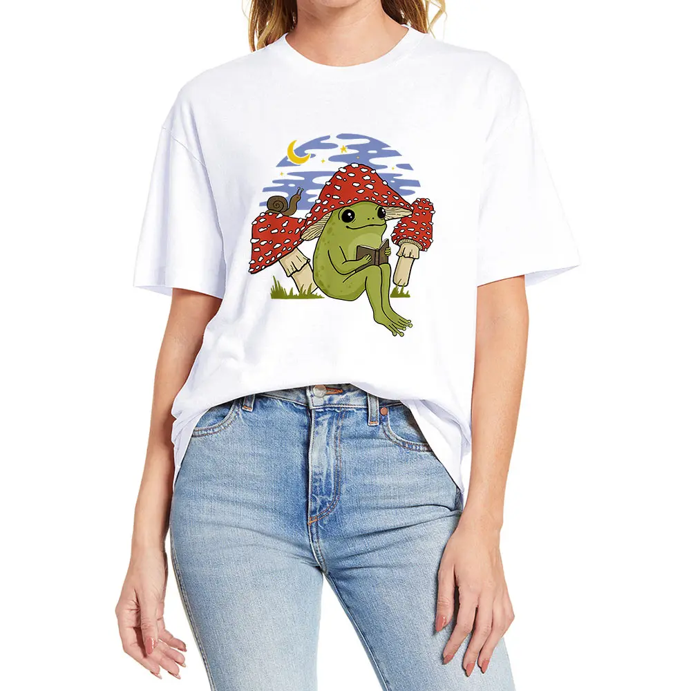 100% Cotton Cute Frog Mushroom Hat Reading Book Happy Cottagecore Froge Under Moon Summer Women Novelty T-Shirt Casual EU Size 
100% Cotton Cute Frog Mushroom Hat Reading Book Happy Cottagecore Froge Under Moon Summer Women Novelty T-Shirt Casual EU Size