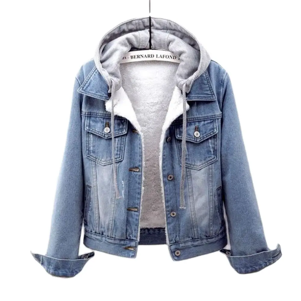 Coat Female Jeans Denim Ladies Top Bomber Outerwear Gray Cardigan Cowboy Hoody Warm Winter Jacket Women Autumn Removable Hooded
Coat Female Jeans Denim Ladies Top Bomber Outerwear Gray Cardigan Cowboy Hoody Warm Winter Jacket Women Autumn Removable Hooded