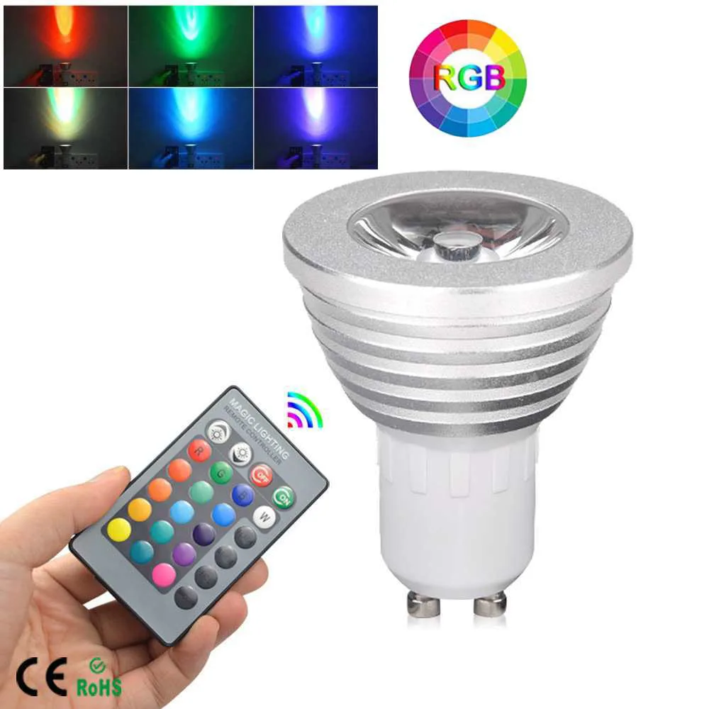 

Infrared Remote Control Light Lamp GU10 3W 85-265V KTV Holiday Nightbar Music Room Lighting DIY Mode LED Bulb