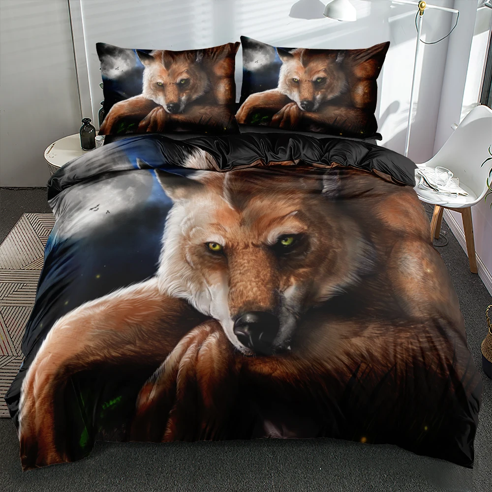3D Brown Wolf Pattern Quilt Cover Set Bed Linen Anti-Wrinkle Bedclothes Pillowcases Soft Bed Set For Bedroom Twin Full Queen
3D Brown Wolf Pattern Quilt Cover Set Bed Linen Anti-Wrinkle Bedclothes Pillowcases Soft Bed Set For Bedroom Twin Full Queen