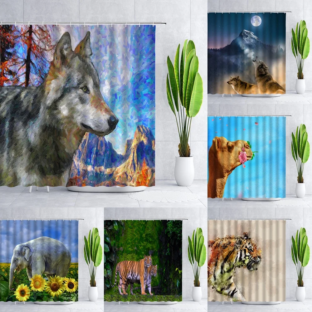 Elephant Tiger Deer Fox Cheetah Animal Fabric Shower Curtains Bathroom Curtain Hunting Bath Screen Waterproof Home Decor Hooks
Elephant Tiger Deer Fox Cheetah Animal Fabric Shower Curtains Bathroom Curtain Hunting Bath Screen Waterproof Home Decor Hooks