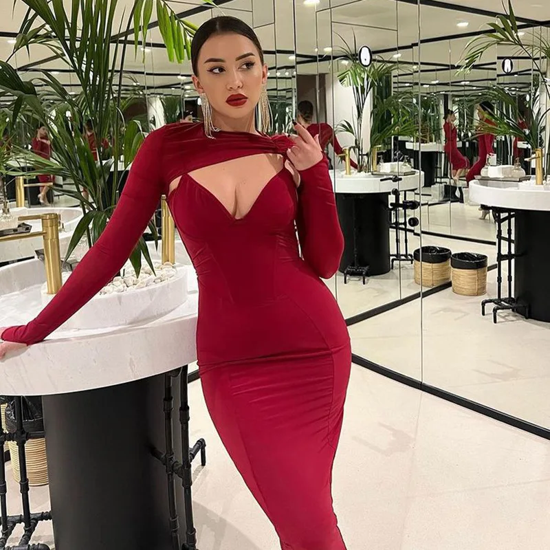 Party Dresses Women Evening Elegant Spaghetti Strap Long Sleeve Hollow Out Slim Bodycon Dress Night Club Prom Pencil Dress 2022
Party Dresses Women Evening Elegant Spaghetti Strap Long Sleeve Hollow Out Slim Bodycon Dress Night Club Prom Pencil Dress 2022