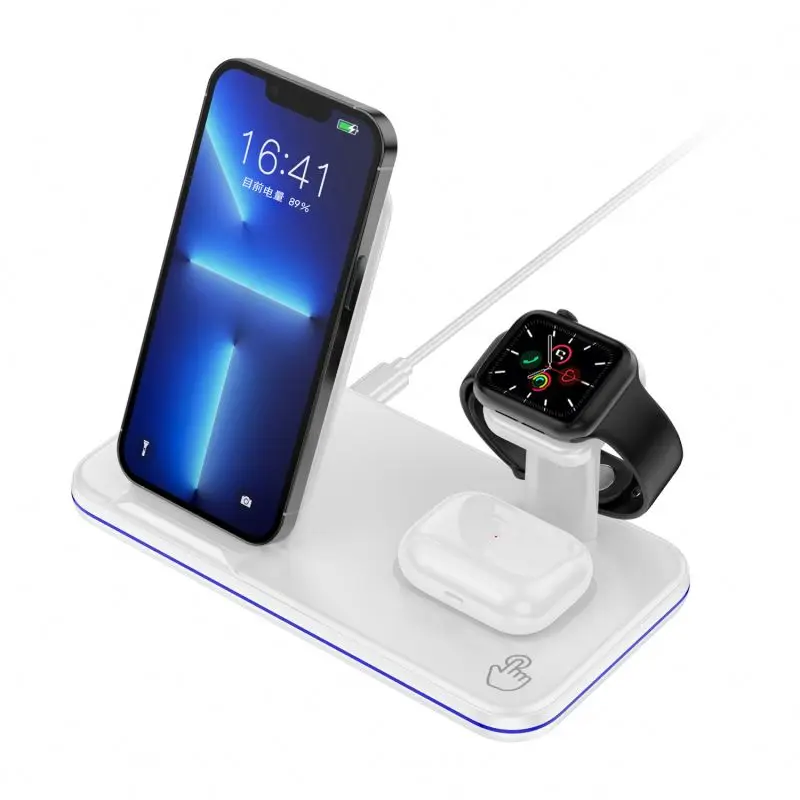 

3 in 1 15w 10w Fast Charge Wireless Charger Stand holder Qi Wireless Charging Multifuncion Station for iPhone iWatch Airpods