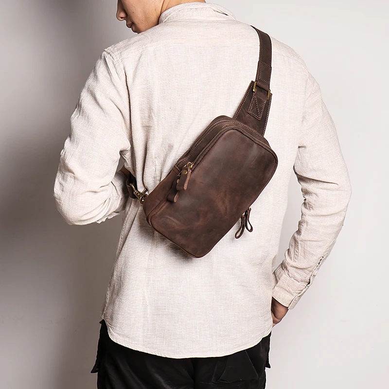 Bag Cow Single-shoulder Casual Leather Chest Outdoor Bag Motorcycle Crazy Chest Zipper And Simple Bag Male Retro Horse Men
Bag Cow Single-shoulder Casual Leather Chest Outdoor Bag Motorcycle Crazy Chest Zipper And Simple Bag Male Retro Horse Men