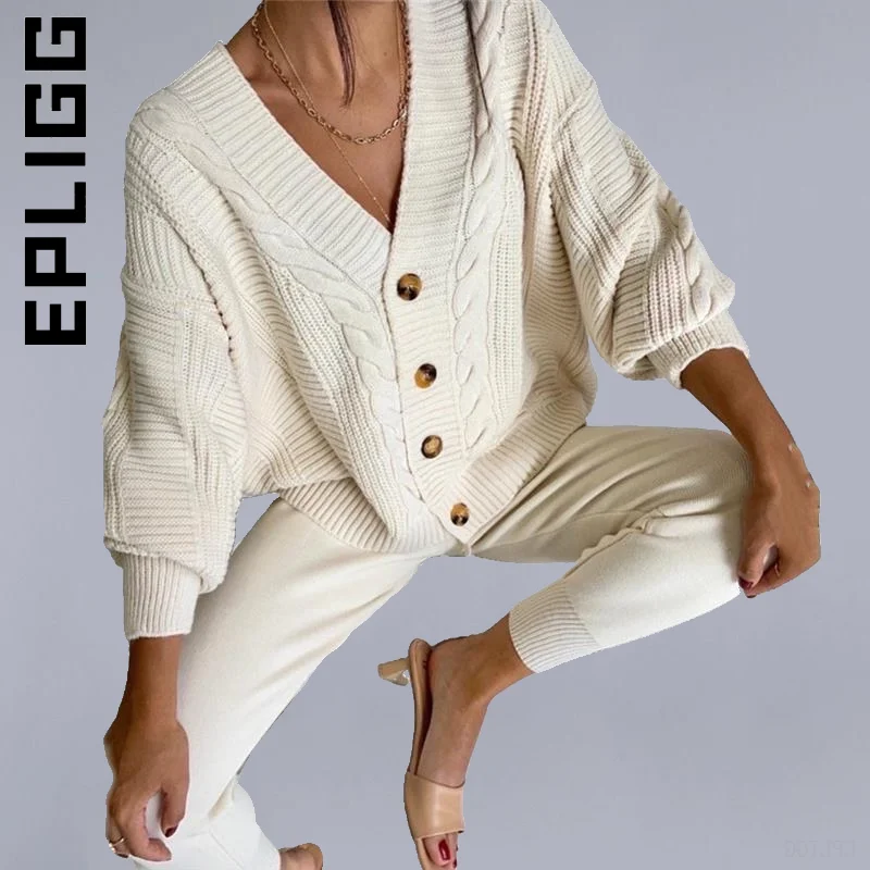 Epligg Women Set New Knitting Hemp Flower V-neck Single-Breasted cardigan + Pants 2 Piece Set Female Sweatsuits For Women
Epligg Women Set New Knitting Hemp Flower V-neck Single-Breasted cardigan + Pants 2 Piece Set Female Sweatsuits For Women