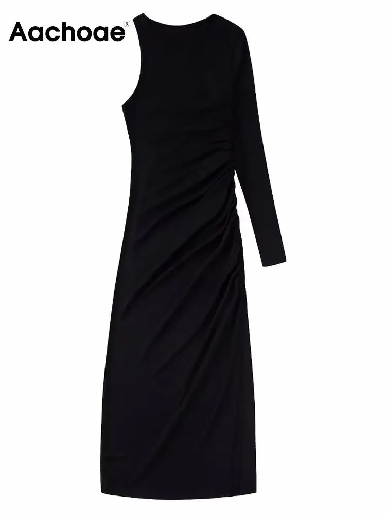 Aachoae Elegant Solid Color Midi Dress Women O Neck One Shoulder Long Sleeve A Line Dress Ladies Dinner Party Dress
Aachoae Elegant Solid Color Midi Dress Women O Neck One Shoulder Long Sleeve A Line Dress Ladies Dinner Party Dress