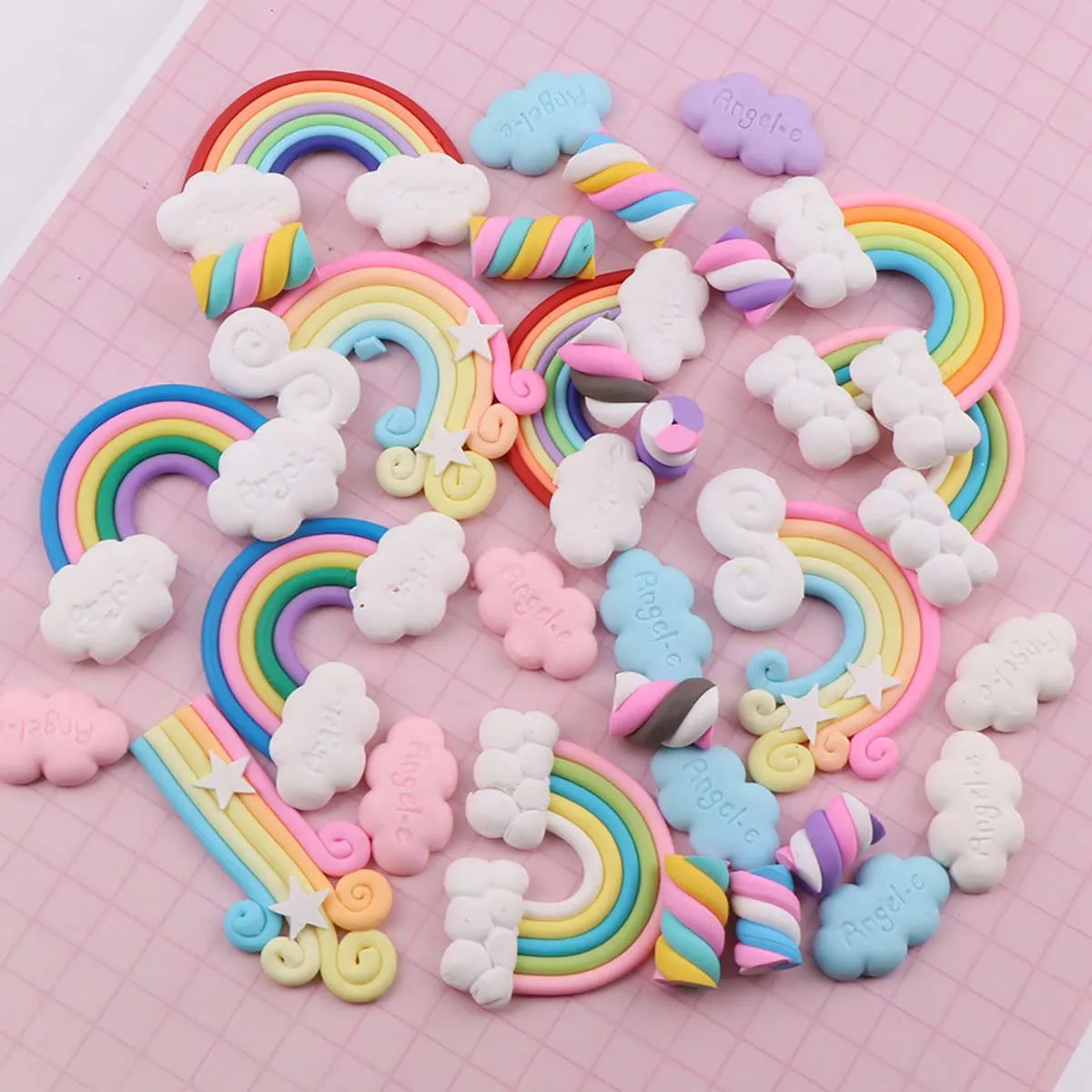 30Pcs Cartoon Rainbow Ice Cream Mixed Color Soft Pottery Accesories for DIY Mobile Phone Case Keychain Decoration Accessories
30Pcs Cartoon Rainbow Ice Cream Mixed Color Soft Pottery Accesories for DIY Mobile Phone Case Keychain Decoration Accessories