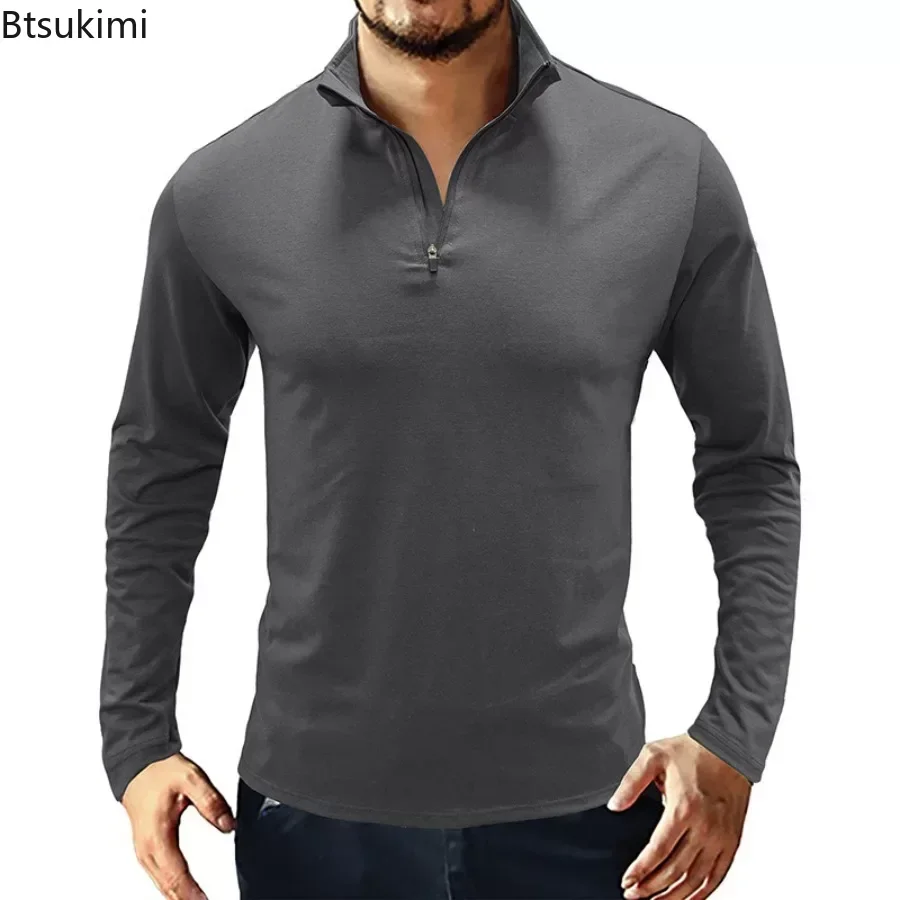 2024 мужские хлопковые футболки с длинным рукавом, футболки с воротником-стойкой, модные однотонные рубашки поло на молнии, повседневные спортивные топы для мужчин, рубашки, Топ
2024 мужские хлопковые футболки с длинным рукавом, футболки с воротником-стойкой, модные однотонные рубашки поло на молнии, повседневные спортивные топы для мужчин, рубашки, Топ