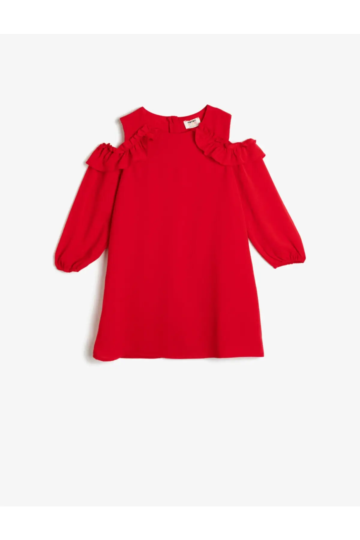 Female Child Red Draped Fabric Shoul Outdoor Frilly Mid Length Dress Polyester Midi Solid Color Bike Collar 
Female Child Red Draped Fabric Shoul Outdoor Frilly Mid Length Dress Polyester Midi Solid Color Bike Collar