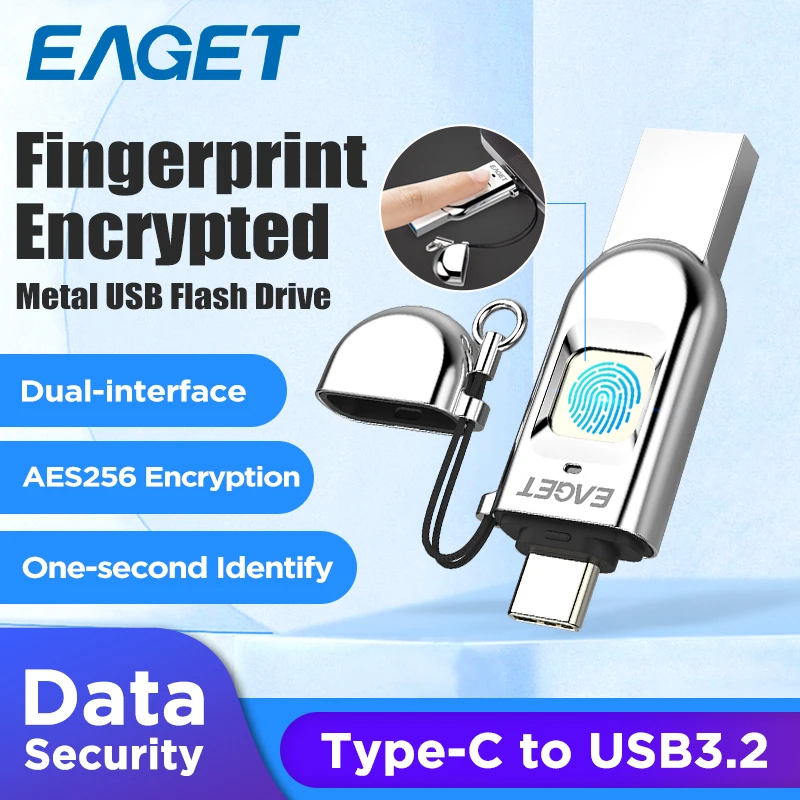 EAGET Fingerprint Encryption USB Flash Drive 64G 128G 256G Type-C USB 3.2 Data Encryption Stick,USB Memory Storage Disk
EAGET Fingerprint Encryption USB Flash Drive 64G 128G 256G Type-C USB 3.2 Data Encryption Stick,USB Memory Storage Disk