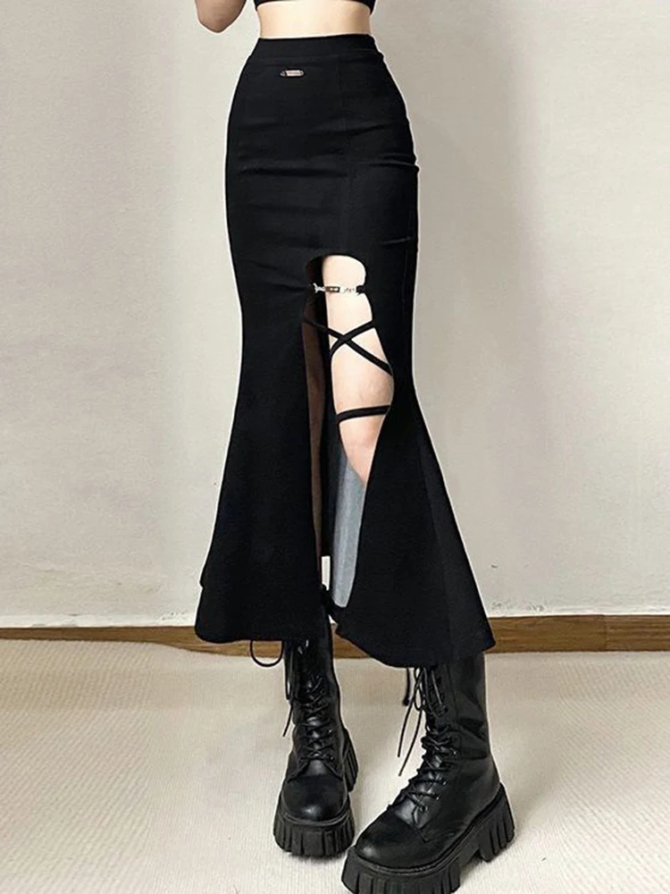 Zoki Gothic Black Sexy Slit Mermaid Women Fashion Hollow Out High Waist Midi Skirt Streetwear Harajuku All Match Skirt Summer
Zoki Gothic Black Sexy Slit Mermaid Women Fashion Hollow Out High Waist Midi Skirt Streetwear Harajuku All Match Skirt Summer