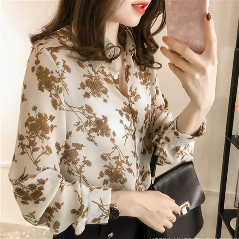 Floral Chiffon Shirts Autumn Fashion Korean Style Women Tops Plus Size Loose Office Lady Clothing Retro Long Sleeve
Floral Chiffon Shirts Autumn Fashion Korean Style Women Tops Plus Size Loose Office Lady Clothing Retro Long Sleeve